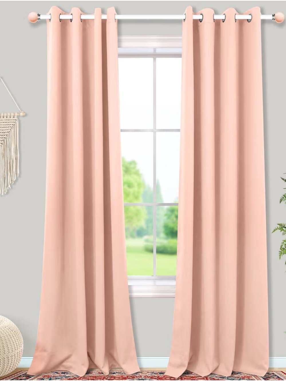 Solid Pink Blackout Grommet Curtain Panels - Set of 2